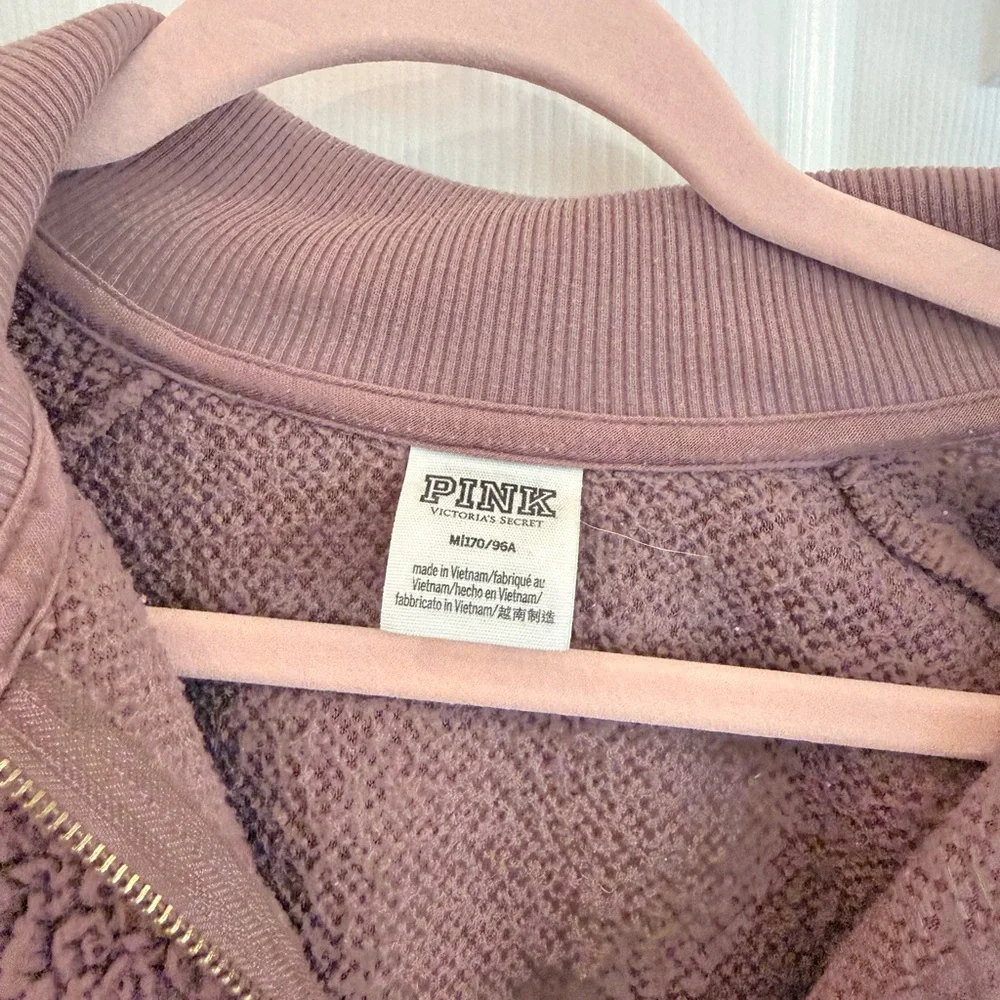 PINK Cozy Sherpa Half-Zip Pullover in Mauve - Picture 3 of 3